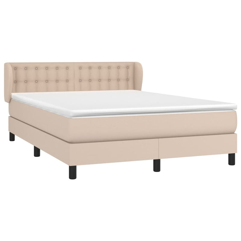 vidaXL cappuccino színű műbőr rugós ágy matraccal 140 x 190 cm