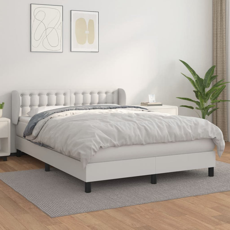 vidaXL fehér műbőr rugós ágy matraccal 140 x 200 cm