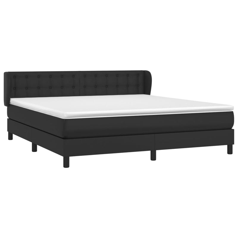 vidaXL fekete műbőr rugós ágy matraccal 180 x 200 cm