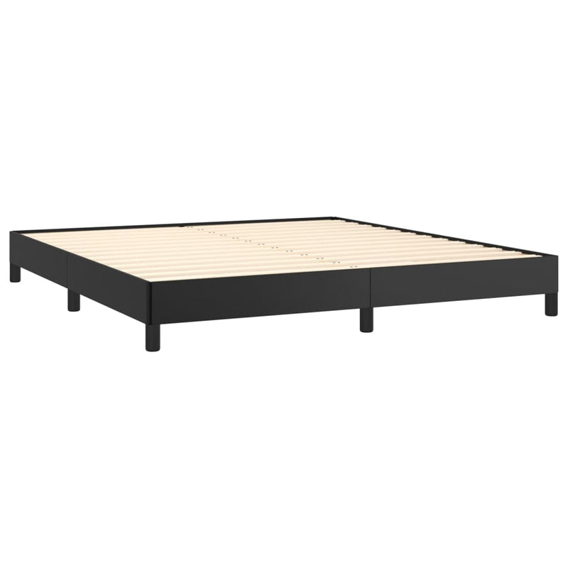 vidaXL fekete műbőr rugós ágy matraccal 180 x 200 cm