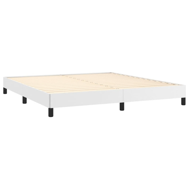 vidaXL fehér műbőr rugós ágy matraccal 180 x 200 cm
