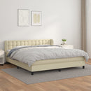vidaXL krémszínű műbőr rugós ágy matraccal 180 x 200 cm