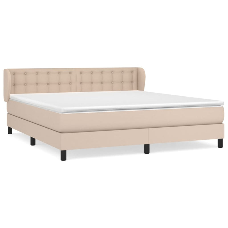 vidaXL cappuccino színű műbőr rugós ágy matraccal 180 x 200 cm