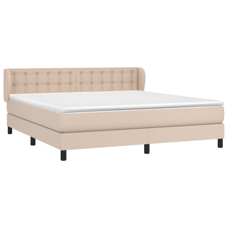 vidaXL cappuccino színű műbőr rugós ágy matraccal 180 x 200 cm