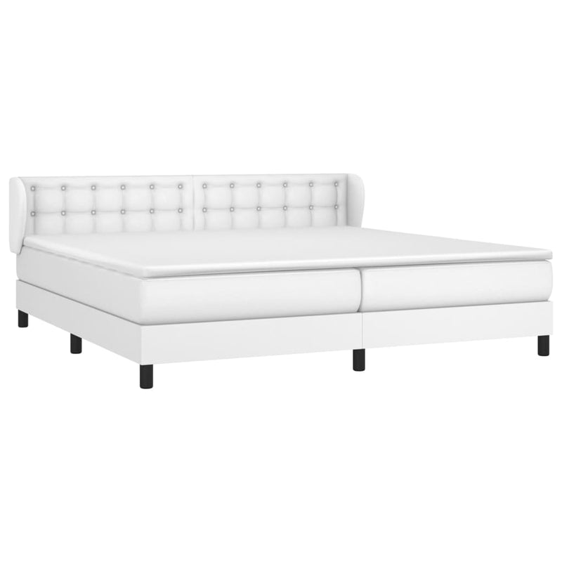 vidaXL fehér műbőr rugós ágy matraccal 200 x 200 cm
