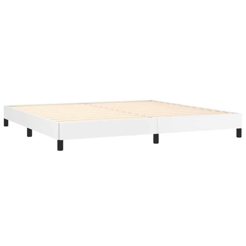 vidaXL fehér műbőr rugós ágy matraccal 200 x 200 cm