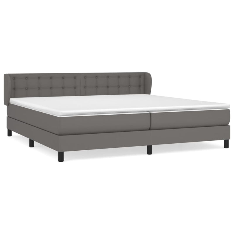 vidaXL szürke műbőr rugós ágy matraccal 200 x 200 cm