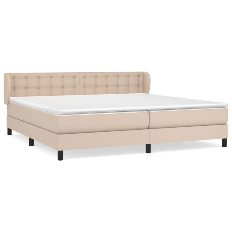 vidaXL cappuccino színű műbőr rugós ágy matraccal 200 x 200 cm