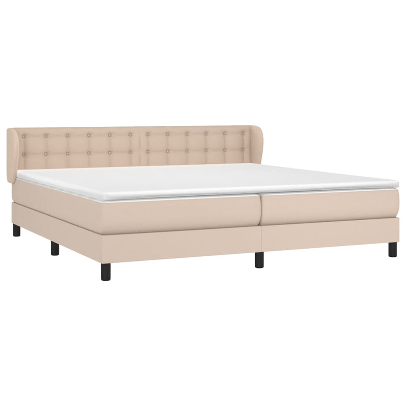 vidaXL cappuccino színű műbőr rugós ágy matraccal 200 x 200 cm