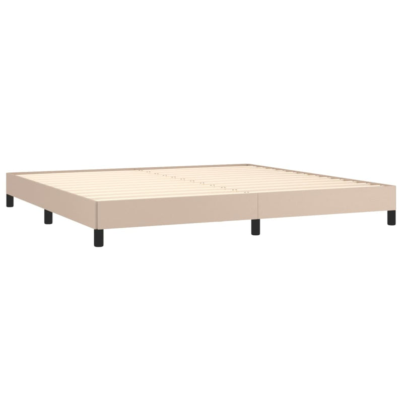vidaXL cappuccino színű műbőr rugós ágy matraccal 200 x 200 cm