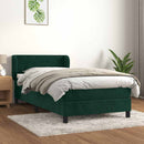 vidaXL sötétzöld bársony rugós ágy matraccal 90x190 cm
