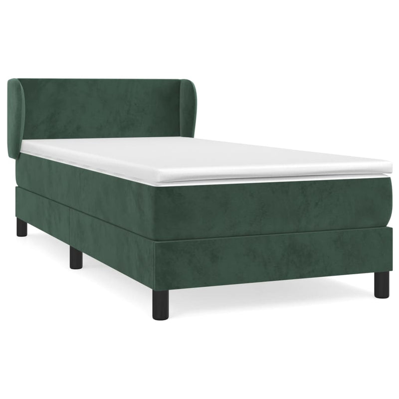 vidaXL sötétzöld bársony rugós ágy matraccal 90 x 200 cm