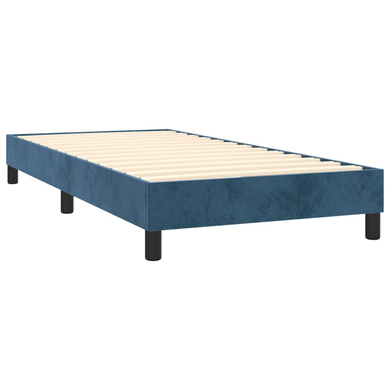 vidaXL sötétkék bársony rugós ágy matraccal 90 x 200 cm