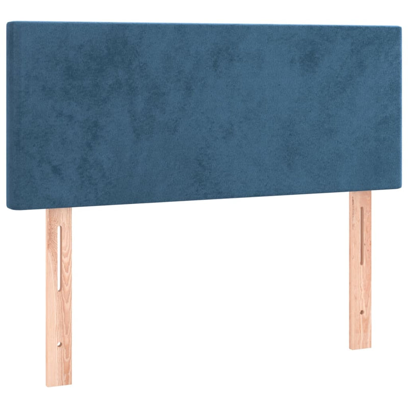 vidaXL sötétkék bársony rugós ágy matraccal 90 x 200 cm