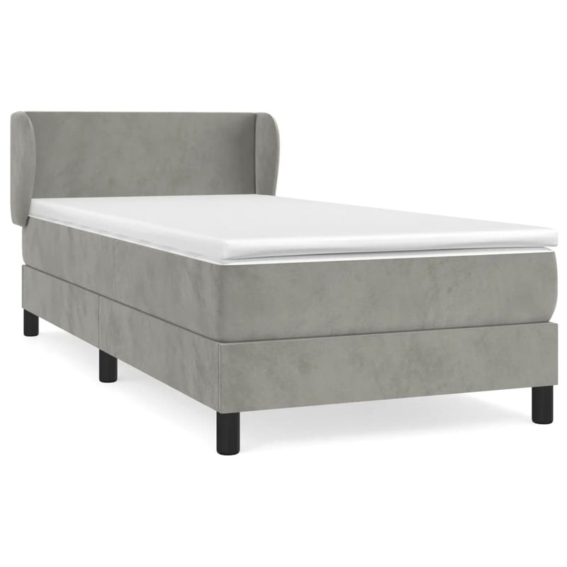 vidaXL világosszürke bársony rugós ágy matraccal 100 x 200 cm