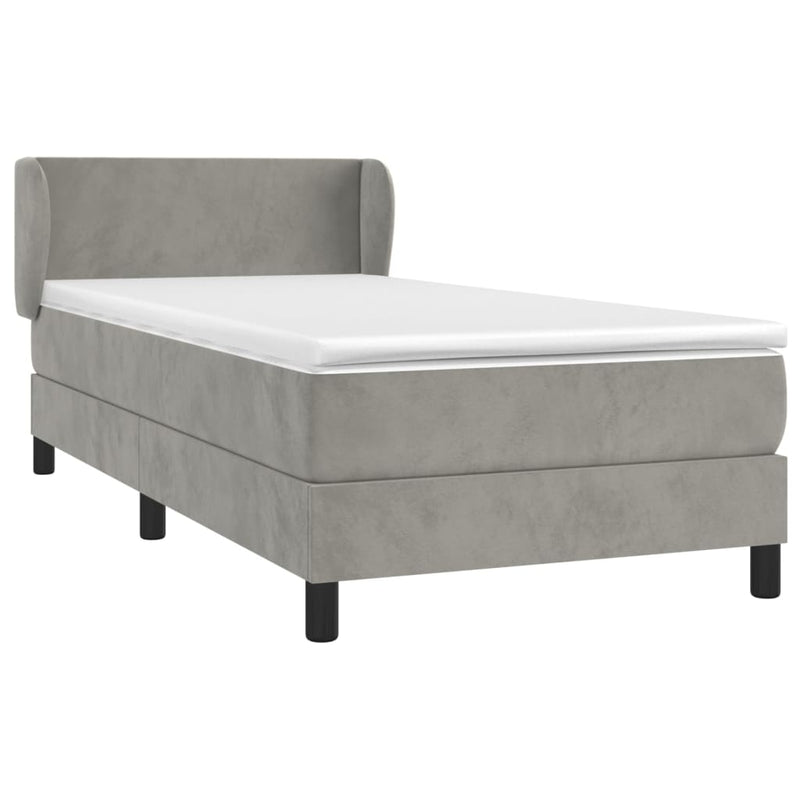 vidaXL világosszürke bársony rugós ágy matraccal 100 x 200 cm