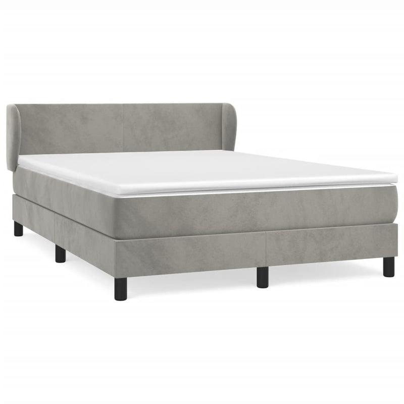 vidaXL világosszürke bársony rugós ágy matraccal 140x190 cm