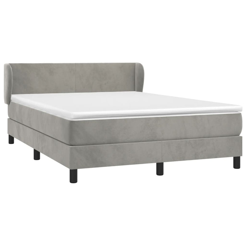 vidaXL világosszürke bársony rugós ágy matraccal 140x190 cm