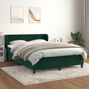 vidaXL sötétzöld bársony rugós ágy matraccal 140x190 cm