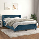 vidaXL sötétkék bársony rugós ágy matraccal 140x190 cm