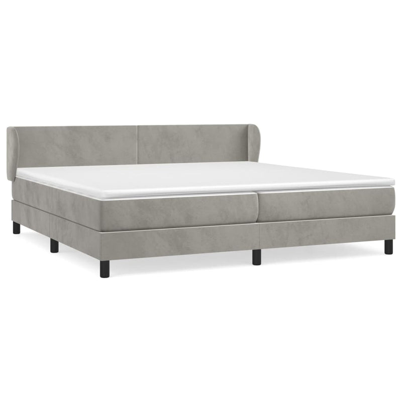 vidaXL világosszürke bársony rugós ágy matraccal 200x200 cm