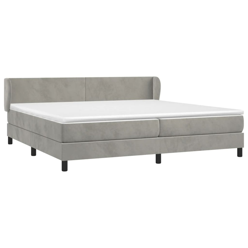vidaXL világosszürke bársony rugós ágy matraccal 200x200 cm