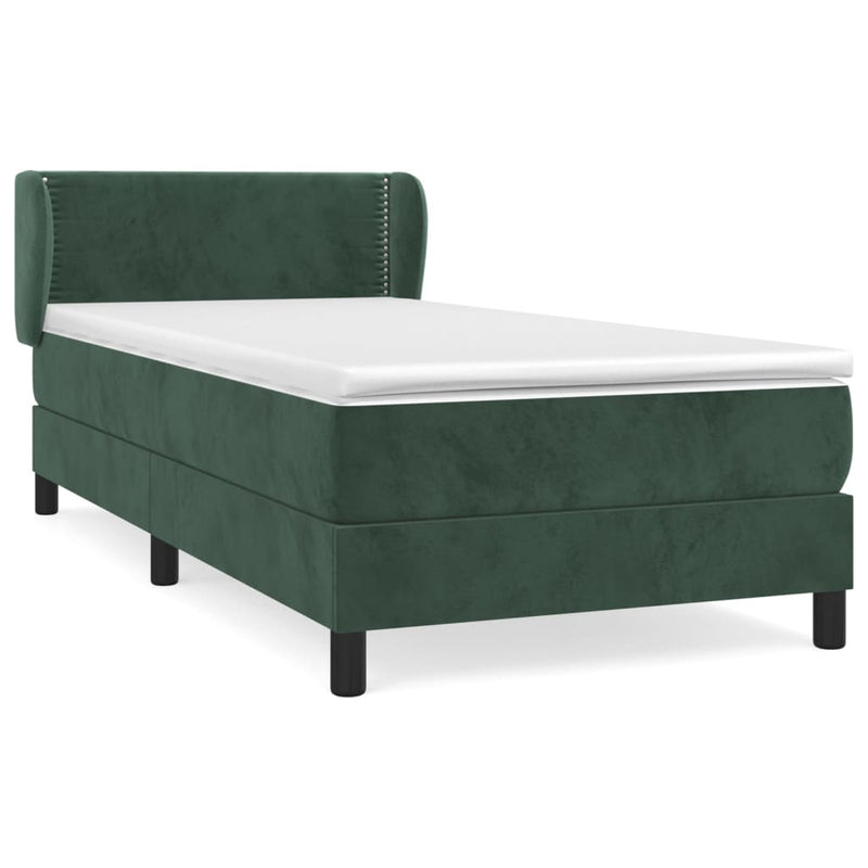 vidaXL sötétzöld bársony rugós ágy matraccal 80 x 200 cm