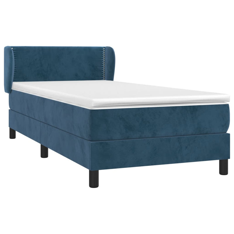 vidaXL sötétkék bársony rugós ágy matraccal 100 x 200 cm