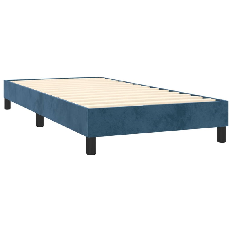 vidaXL sötétkék bársony rugós ágy matraccal 100 x 200 cm
