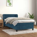 vidaXL sötétkék bársony rugós ágy matraccal 100 x 200 cm