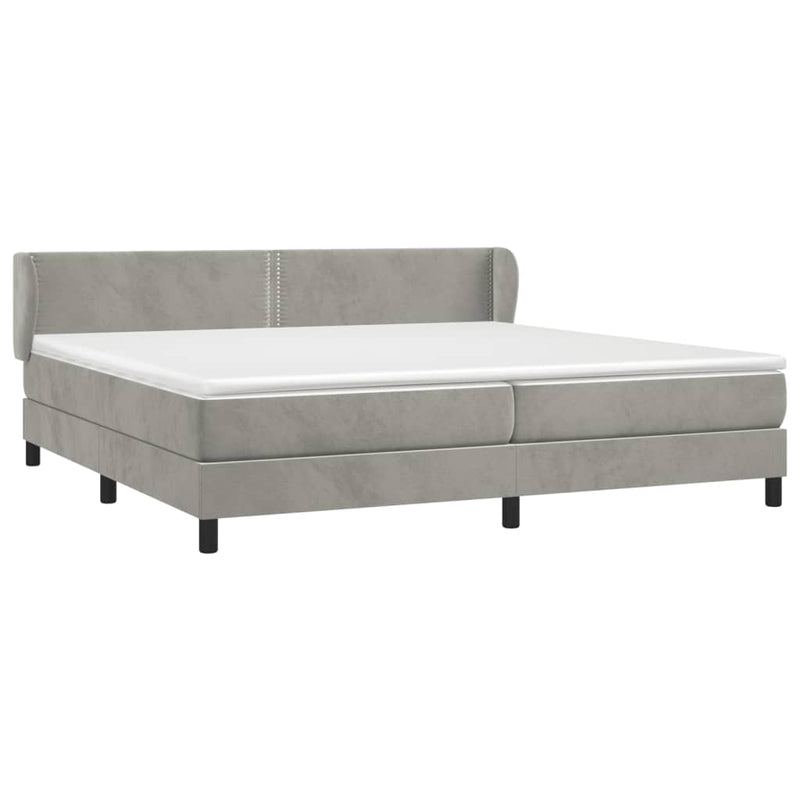 vidaXL világosszürke bársony rugós ágy matraccal 200x200 cm