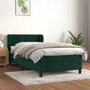 vidaXL sötétzöld bársony rugós ágy matraccal 90x190 cm