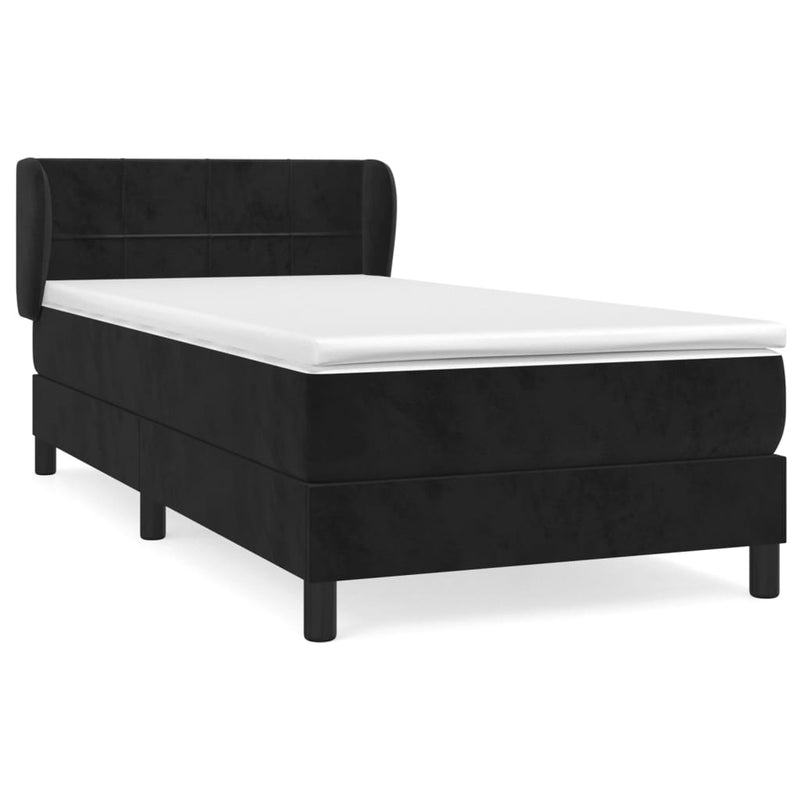 vidaXL fekete bársony rugós ágy matraccal 100 x 200 cm