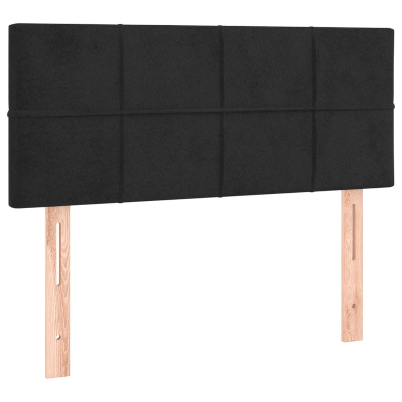 vidaXL fekete bársony rugós ágy matraccal 100 x 200 cm