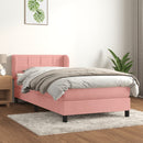 vidaXL rózsaszín bársony rugós ágy matraccal 100 x 200 cm