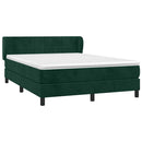 vidaXL sötétzöld bársony rugós ágy matraccal 140x190 cm
