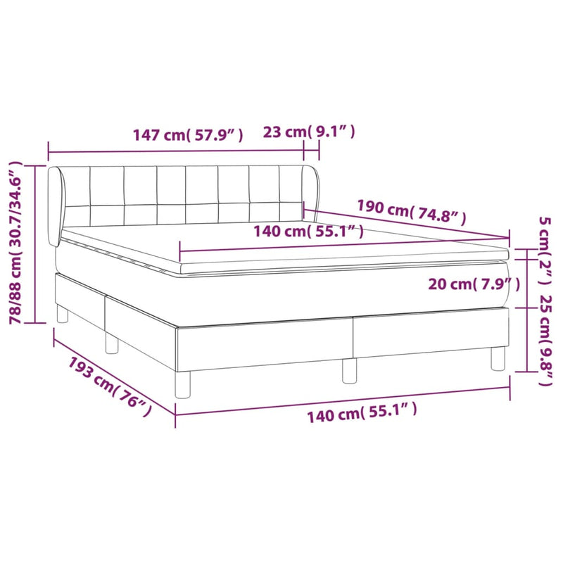 vidaXL sötétzöld bársony rugós ágy matraccal 140x190 cm