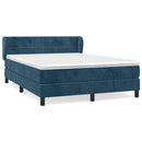 vidaXL sötétkék bársony rugós ágy matraccal 140x190 cm