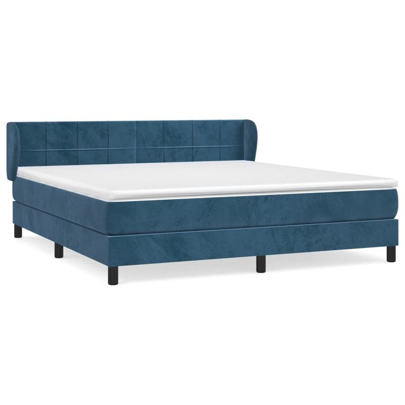 vidaXL sötétkék bársony rugós ágy matraccal 160x200 cm