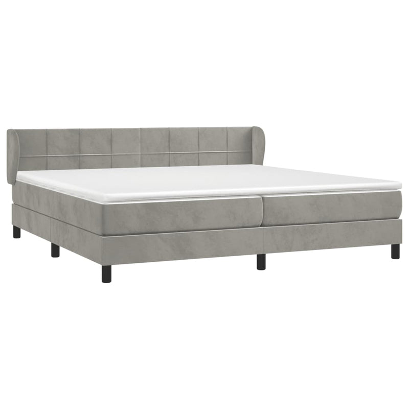 vidaXL világosszürke bársony rugós ágy matraccal 200x200 cm