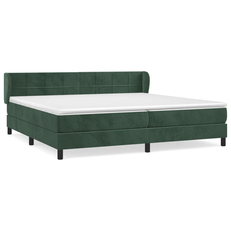 vidaXL sötétzöld bársony rugós ágy matraccal 200x200 cm