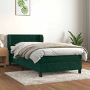 vidaXL sötétzöld bársony rugós ágy matraccal 90x190 cm