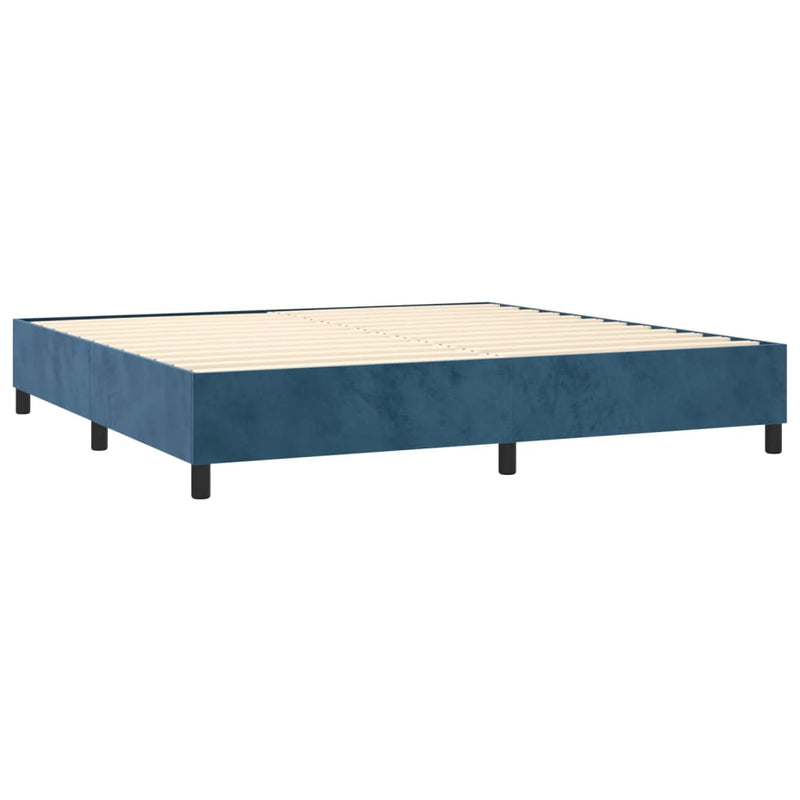 vidaXL sötétkék bársony rugós ágy matraccal 90x190 cm