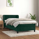 vidaXL sötétzöld bársony rugós ágy matraccal 90 x 200 cm