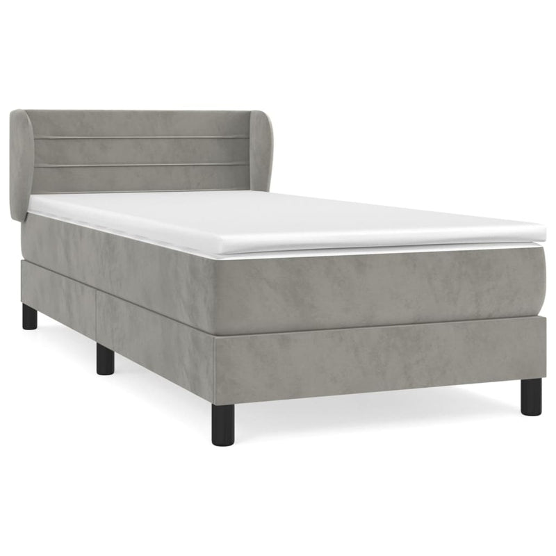 vidaXL világosszürke bársony rugós ágy matraccal 100 x 200 cm
