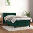 vidaXL sötétzöld bársony rugós ágy matraccal 100 x 200 cm