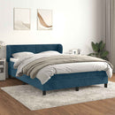vidaXL sötétkék bársony rugós ágy matraccal 140x190 cm