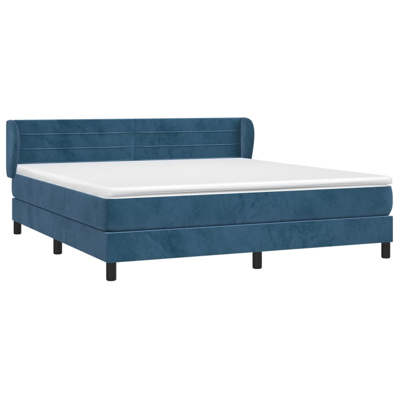 vidaXL sötétkék bársony rugós ágy matraccal 160x200 cm