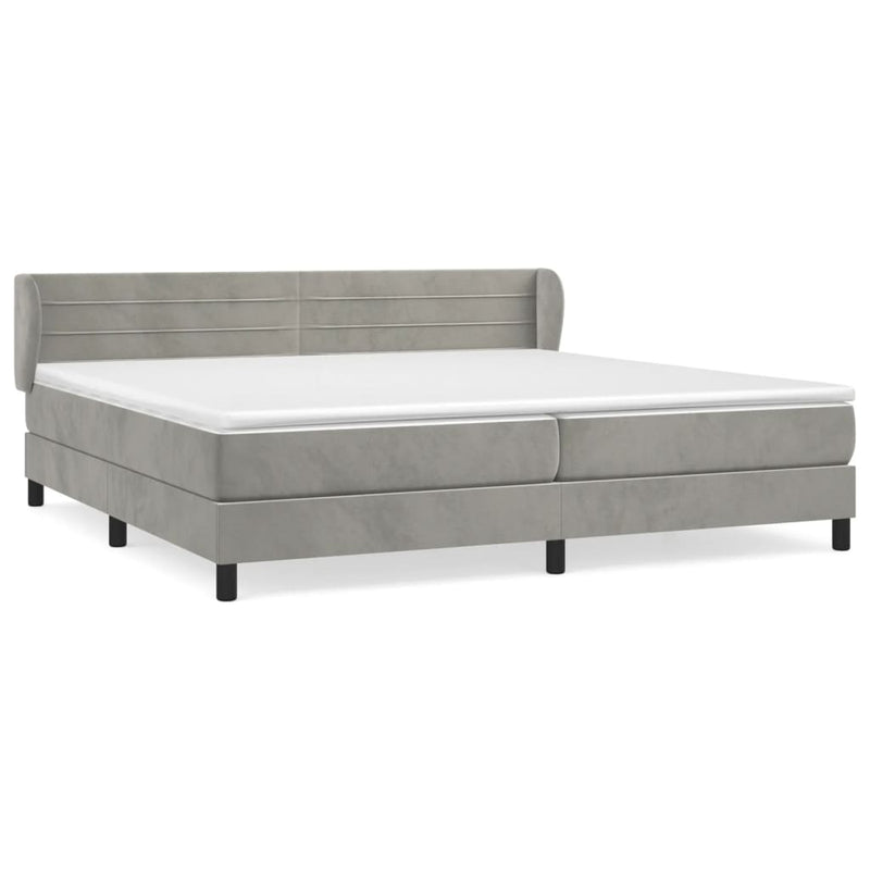 vidaXL világosszürke bársony rugós ágy matraccal 200x200 cm