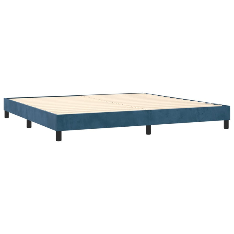 vidaXL sötétkék bársony rugós ágy matraccal 200x200 cm
